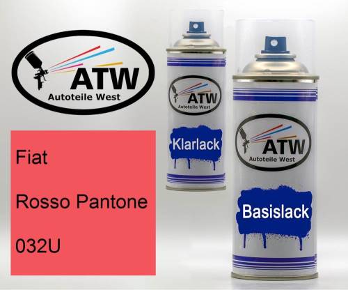 Fiat, Rosso Pantone, 032U: 400ml Sprühdose + 400ml Klarlack - Set, von ATW Autoteile West.